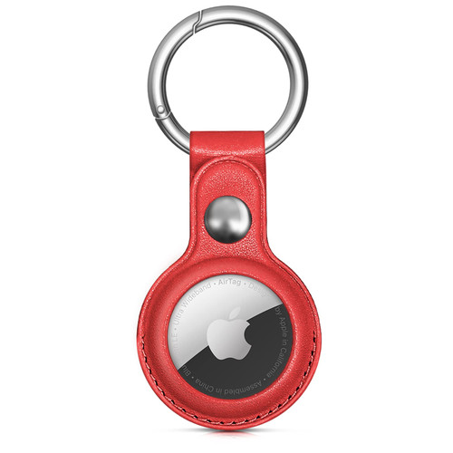 Air Tag Keychain for Apple Airtags Holder, Protective Leather Airtags Case Tracker Cover with Air Tag Holder, Airtag Key Ring Compatible with Apple New AirTag Dog Collar?Red