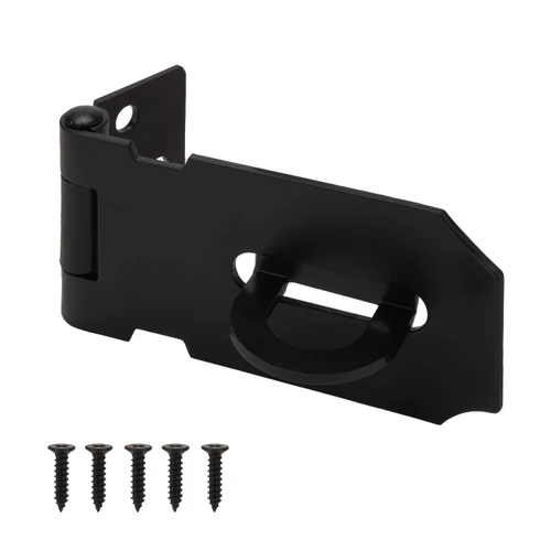 Door Locks Hasp Latch, Stainless Steel Padlock Safety Packlock Clasp Hasp Lock Latch for External Doors Window Shed Closet Cabinet Pet Cage, 3 Inch, Black Finish, 1 Pack