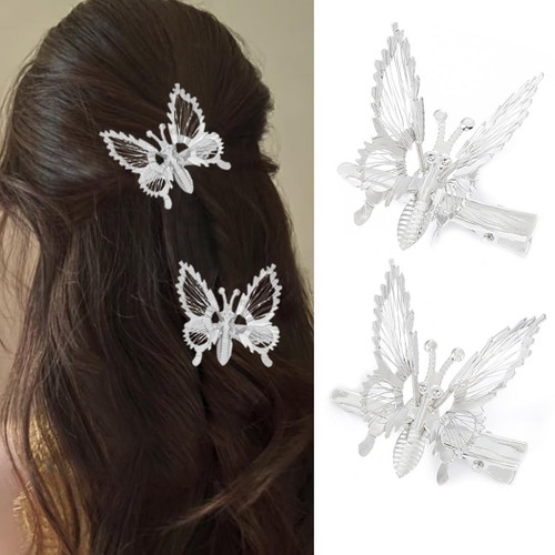Bartosi Butterfly Hair Clips Silver Moving Butterfly Hair Barrettes Cute Metal Butterfly Hair Pins Hair Accessories for Women and Girls (Pack of 2) Bartosi Butterfly Hair Clips Silver Moving Butterfly Hair Barrettes Cute Metal Butterfly Hair Pins Hair Accessories for Women and Girls (Pack of 2)