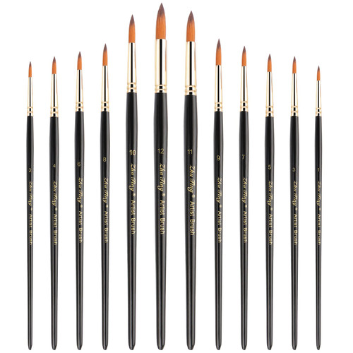 12 Pcs Round Paint Brushes Watercolor Brushes Round Tip Artist Painting Brushes Professional Nylon Detail Paint Brush for Watercolor Acrylic Ink Gouache Oil Tempera Painting 12 Pcs Round Paint Brushes Watercolor Brushes Round Tip Artist Painting Brushes Professional Nylon Detail Paint Brush for Watercolor Acrylic Ink Gouache Oil Tempera Painting