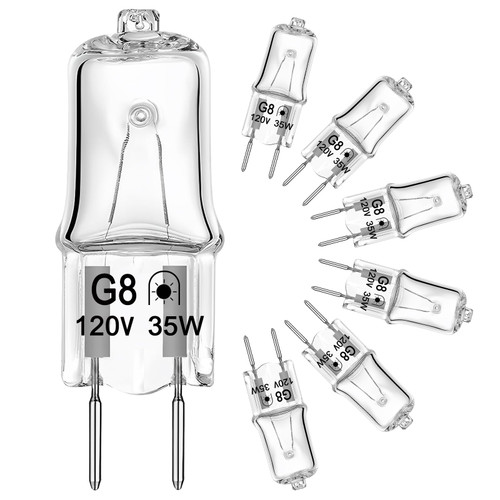 G8 Halogen Bulb 35W 120V T4 JCD Type G8 Base Bi-Pin Xenon Light Bulbs, Dimmable with Long Lasting Lifespan, G8 Halogen Light Bulbs for Under Cabinet Puck Lighting Replacements, Warm White, 6 Packs