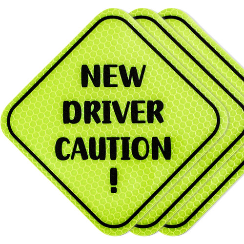 3pcs New Driver Magnet for Car, New Driver Caution Magnet Sticker Reflective Yellow New Driver Sign Removable Student Driver Signs Car Accessories for Bumper, Learners, Men, Women
