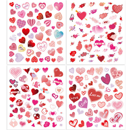 Valentines Stickers for Kids 8 Sheets Valentines Heart Sticker Colorful Valentine's Day Stickers Party Supply Classroom Prize Reward