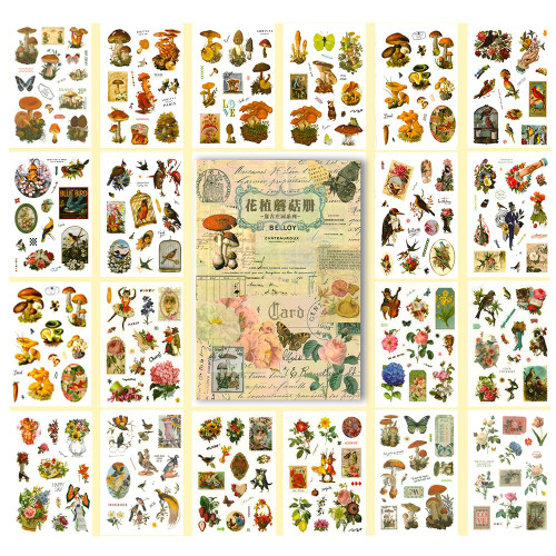 Scrapbooking Stickers, Plant Mushroom Stickers Book with Aesthetic Ephemera Stickers Journaling Supplies for Scrapbooking Junk Journal Planner Bullet Scrapbooking Card Decor Scrapbooking Stickers, Plant Mushroom Stickers Book with Aesthetic Ephemera Stickers Journaling Supplies for Scrapbooking Junk Journal Planner Bullet Scrapbooking Card Decor