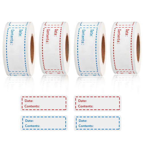 4 Rolls Removable Freezer Labels, 1 x 3 in Food Labels to Write on Food Storage Stickers Date Label, Waterproof Oil Resistant Canning Jar Labels Freezer Label, Self-Adhesive Food Storage Stickers