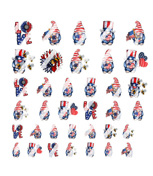 Patriotic Gnome Nail Decals - Fourth of July Gnome Nail Art - Waterslide Nail Decals- Set #2 Patriotic Gnome Nail Decals - Fourth of July Gnome Nail Art - Waterslide Nail Decals- Set #2
