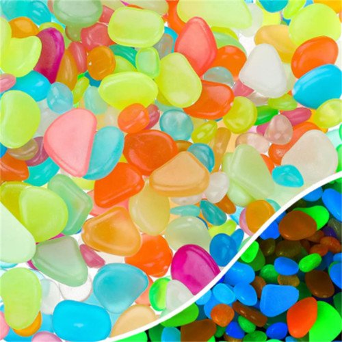 100 Pcs Glow Pebbles, Glow in The Dark Pebbles Rocks Stone, Multicolor Luminous Pebbles Outdoor Decor for DIY Walkway Yard Patio Decorative Gravel, Fish Tank Aquarium Rocks, Landscaping Decorations