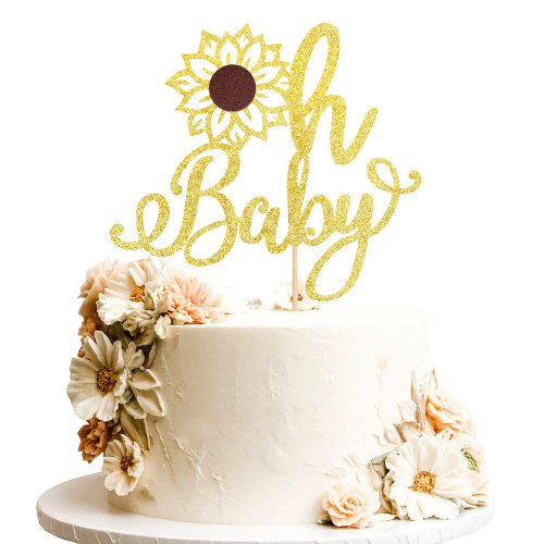 1 PCS Sunflower Oh Baby Cake Topper Glitter Gender Reveal Oh Baby Sunflower Cake Pick for Baby Shower Kids Boys Girls Birthday Party Cake Decorations Supplies 1 PCS Sunflower Oh Baby Cake Topper Glitter Gender Reveal Oh Baby Sunflower Cake Pick for Baby Shower Kids Boys Girls Birthday Party Cake Decorations Supplies