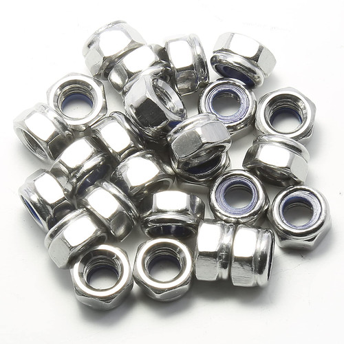 100PCS M5 x 0.8mm Nylon Inserted Hex Lock Nuts,304 Stainless Steel Nylon Lock Nuts for Industrial and Construction Fasteners