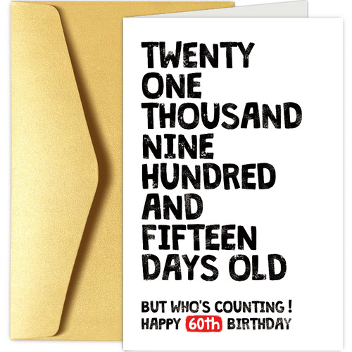 Funny 60th Birthday Card for Him Her, 60 Years Old Birthday Card, Happy 60th Birthday Card, 21915 Days Old But Who's Counting 60th Bday Card Funny 60th Birthday Card for Him Her, 60 Years Old Birthday Card, Happy 60th Birthday Card, 21915 Days Old But Who's Counting 60th Bday Card