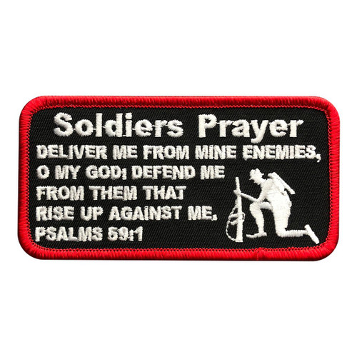 Soldiers Prayer Psalms 59:1 Embroidered Iron on Sew on Patch (4.0 X 2.0)