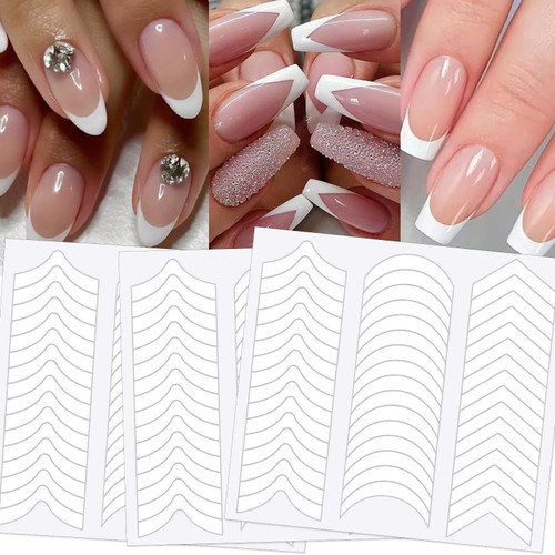 2880pcs French Tip Nail Guides Nail Stickers French Nail Tips Guides Self-Adhesive Moon V-Shaped French Manicure Strip for Edge Auxiliary Stickers DIY Stencil Tools - 60 Sheets 2880pcs French Tip Nail Guides Nail Stickers French Nail Tips Guides Self-Adhesive Moon V-Shaped French Manicure Strip for Edge Auxiliary Stickers DIY Stencil Tools - 60 Sheets