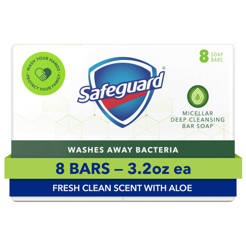 Bath Bar Soap, Fresh Clean Scent with Aloe, 3.2 oz (8 Count)