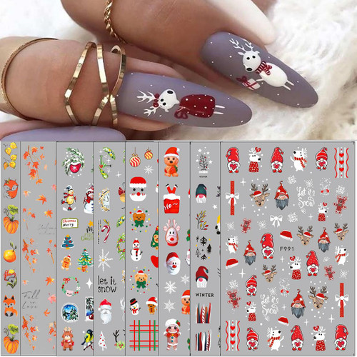 8 Sheets Holiday Nail Stickers, Christmas & Thanksgiving Day Seasonal Nail Art Decals for Fall and Winter DIY Nail Decorations 8 Sheets Holiday Nail Stickers, Christmas & Thanksgiving Day Seasonal Nail Art Decals for Fall and Winter DIY Nail Decorations