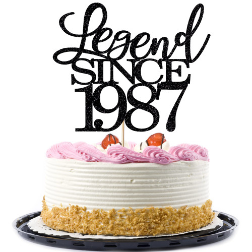legend since 1987 cake topper 37th birthday happy birthday cake topper men and women cheer 37 years old handmade black glitter cake decoration