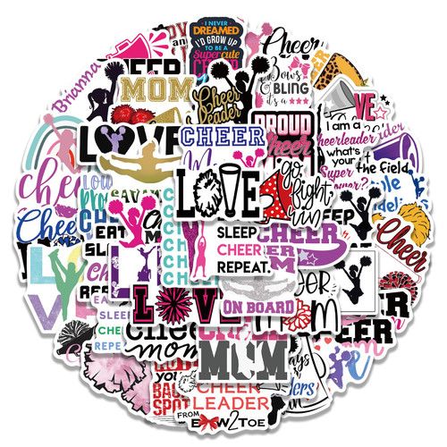 Cheer Stickers 50Pcs Cheerleading Gifts Stickers for Cheerleaders Girls and Teenagers?Waterproof Vinyl Aesthetic Sticker Decal for Laptop Water Bottle Scrapbook Luggage