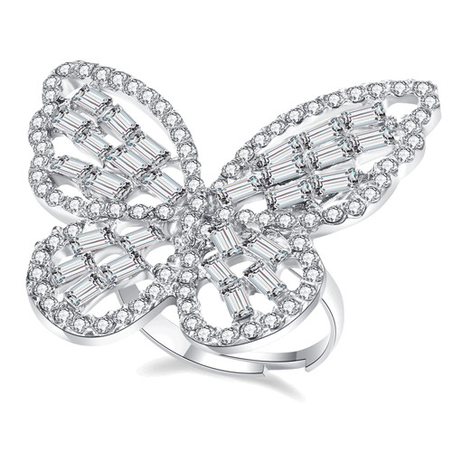 Butterfly Ring for Women Cubic Zirconia Butterfly Ring Sparkling Crystal Bow-Knot Knuckle Ring Wedding Ring for Women and Girls(Silver) Butterfly Ring for Women Cubic Zirconia Butterfly Ring Sparkling Crystal Bow-Knot Knuckle Ring Wedding Ring for Women and Girls(Silver)