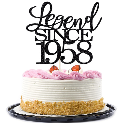 legend since 1958 cake topper 66th birthday happy birthday cake topper men and women cheer 66 years old handmade black glitter cake decoration