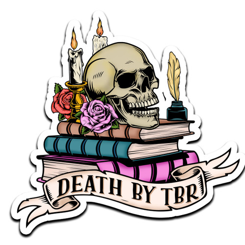 (3pcs) Death by TBR Sticker, Book Lover Stickers, Book Nerd Sticker, Bookish Sticker, Skull Sticker, Funny Skull Stickers, Kindle Stickers, Reading Stickers, Bookish Stickers, Bookish Water