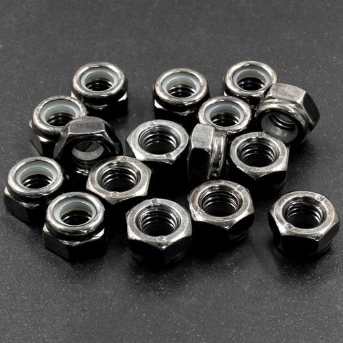 Kmitmuk 50Pcs M5 x 0.8mm Hex Lock Nuts, Nylon Insert Lock Nuts Carbon Steel Lock Nuts with Nylon Insert Self-Lock Lock Nuts Self Clinching Nuts(Black)