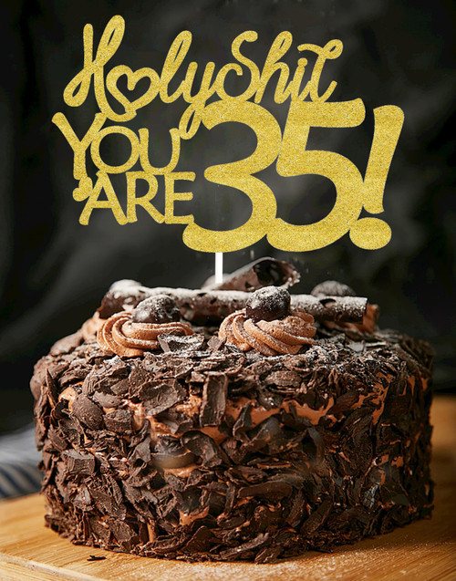 35 Cake Toppers, 35 Birthday Cake Toppers-gold Glitter, Funny 35th Cake Topper for Men,35 Cake Topper For Women, 35th birthday decorations,35th Birthday Cake Topper thirty five Happy 35th Birthday