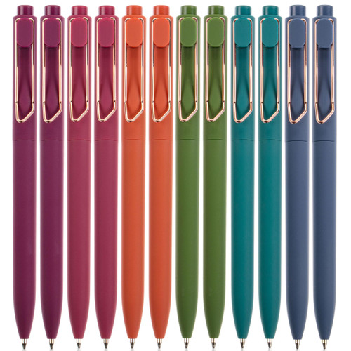- Ballpoint Pens, 12 Pack, Vintage Color Barrels, Black Ink, Cute Ballpoint Pens Black Ink, Cute Pens for Journaling, Aesthetic Pens, Ball Point Pens Black, Pens Ballpoint Smooth Writing Pens