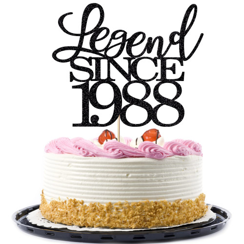 legend since 1988 cake topper 36th birthday happy birthday cake topper men and women cheer 36 years old handmade black glitter cake decoration