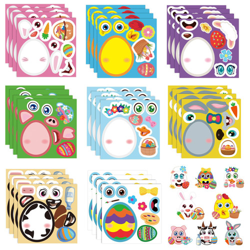 320PCS Easter Stickers for Kids Make Your Own Easter Egg Bunny Stickers Easter Basket Stuffer Make A Face Stickers Easter Crafts for Kids Schools Classroom Activities Party Favor Supplies