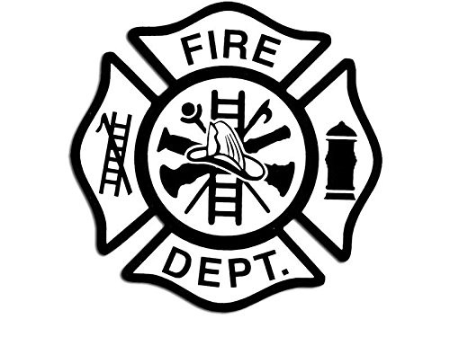 White FIRE DEPT Maltese Cross Sticker (Firefighter Fireman Department Logo)