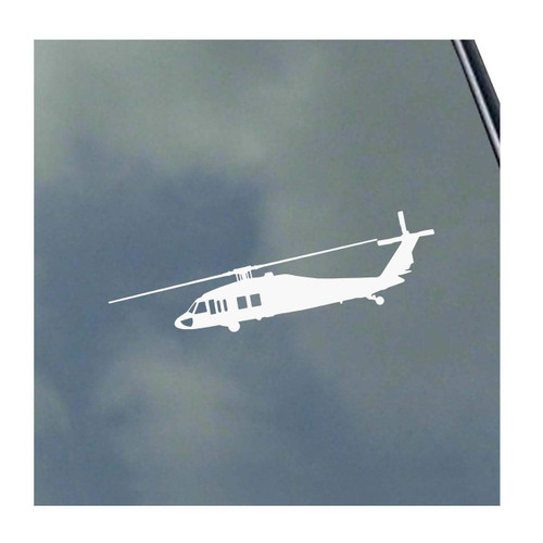 UH-60 Black Hawk in Flight Pilot Vinyl Sticker Decal Army Veteran Afghanistan Iraq War, White, 8x3 Inch
