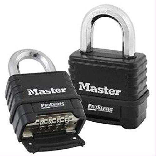 Master Lock 1178D 4 Pack 2-1/4in. ProSeries Zinc Die-Cast Resettable Combination Padlock, Black
