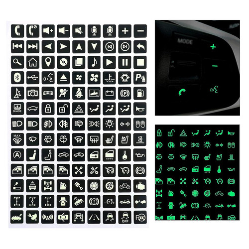 117 PCS Car Center Console Button Stickers, Waterproof Night Luminous Decals, Automobile Interior Decoration Products, Universal for Most Cars, Trucks and Vans (Fluorescence Green)