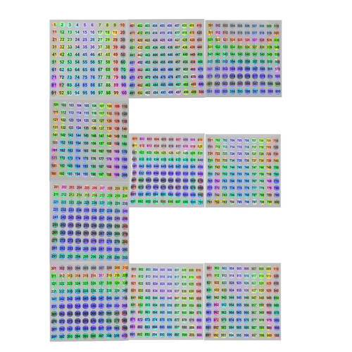 1 to 1000 Round Reflective Laser Number Stickers Self Adhesive Label Stickers Inventory Storage Organizing Sticker for DIY Craft Marking Numbering Manicure Tool