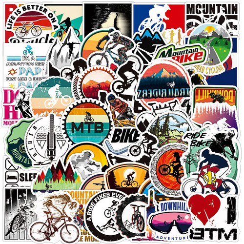 50pcs Mountain Bike Stickers - Waterproof MTB Bike Stickers for Water Bottles Laptop Phone Car Skateboard Luggage Bumper Bike DIY Decoration Vinyl Decals Stickers for Teens Kid Boy Girl