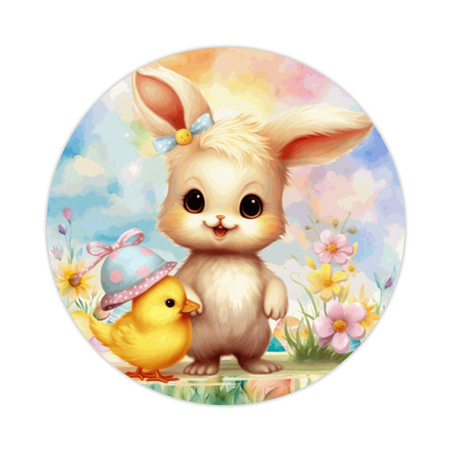 Luckluccy 50 Pcs Easter Bunny Vinyl Stickers Rabbit Easter Egg Sticker Decal Bunny Rabbit Seasonal Easter Peel and Stick Round Labels Stickers for Kids Teen Adults Laptop Phone Luggage Phone 3inch