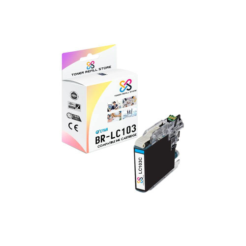 Compatible Ink Cartridge Replacement for Brother LC103 LC103BK Works with Brother DCPJ152W, MFCJ245 MFCJ285DW MFCJ4310DW Printers (Cyan, 1 Pack) - 600 Pages Compatible Ink Cartridge Replacement for Brother LC103 LC103BK Works with Brother DCPJ152W, MFCJ245 MFCJ285DW MFCJ4310DW Printers (Cyan, 1 Pack) - 600 Pages
