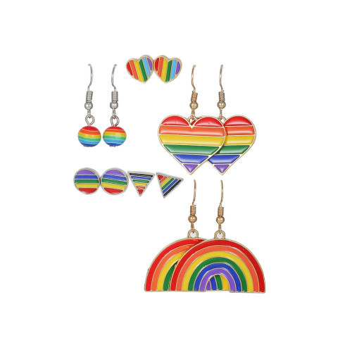 6 Pairs Rainbow Earrings Pride Earrings Lightweight Love Wins Earrings Love Heart Rainbow Mesh Dangle Drop Earrings for Women Girls Men Pride Month Jewelry Gift 6 Pairs Rainbow Earrings Pride Earrings Lightweight Love Wins Earrings Love Heart Rainbow Mesh Dangle Drop Earrings for Women Girls Men Pride Month Jewelry Gift