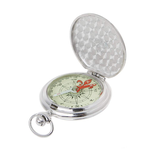 Multifunction Camping Hiking Portable Pocket Watch Flip-Open Compass Outdoor Navigation Tools Silver Compass Navigation