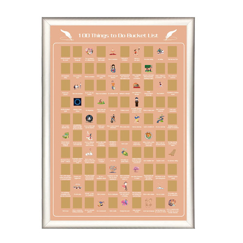 100 Things to Do of All TIme Scratch Off Poster, A Bucket List to Enrich Your Life, Tracks What You Have Done, Accessories Included, Gift for Adults, 16.5'' x 23.4'' (ORANGE)