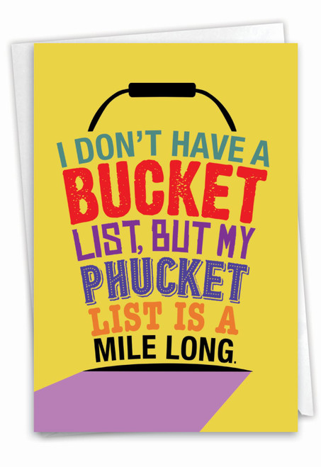 - 1 Funny Birthday Greeting Card with Envelope - Grown-Up Humor, Happy Birthday Card - Bucket List C9358BDG