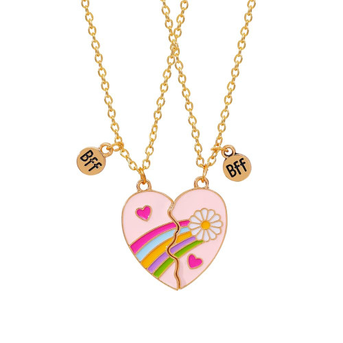 Bff Friendship Necklaces for Women Girls Best Friend Necklace for Women Girls Birthday Christmas Gifts for 2 Girls Besties Bff Matching Rainbow Heart Necklaces for Women Girls Best Friends