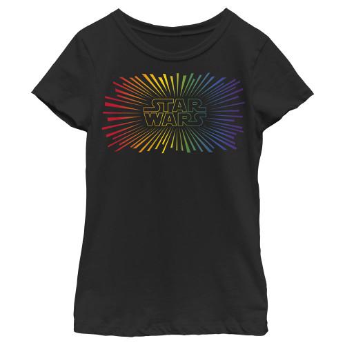 Star Wars Girl's Pride Rainbow Rays Logo T-Shirt Black, Large