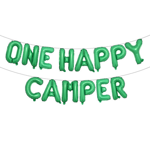 One Happy Camper Birthday Decoration One Happy Camper Balloons One Happy Camper Banner One Happy Camper Party Supplies Camping First Birthday Decoration Camping Balloons (ONE HAPPY CAMPER Green)
