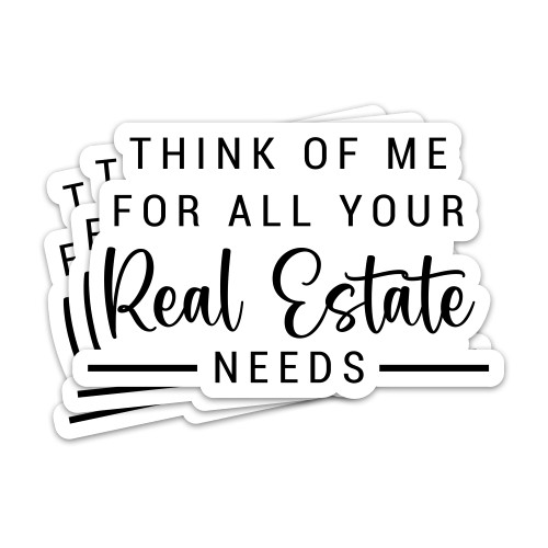 3PCs Real Estate Agent Vinyl Waterproof Realtor 3" Stickers, Think of Me for All Your Real Eastate Needs Sticker for Laptop Water Bottle Tumbler