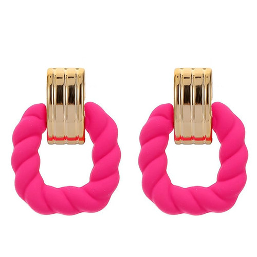 Acrylic Geometric Earrings, Fashion Acrylic Square/Hoop/Triangle/Chain Rectangle Statement Drop Earrings for Women girls Dangle-7#hot pink