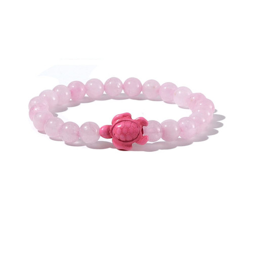 8mm Turquoise Sea Turtles Tracking Beads Tracking Bracelet Elastic Stretch Bracelet for Women Men-Coral Reef Pink 8mm Turquoise Sea Turtles Tracking Beads Tracking Bracelet Elastic Stretch Bracelet for Women Men-Coral Reef Pink