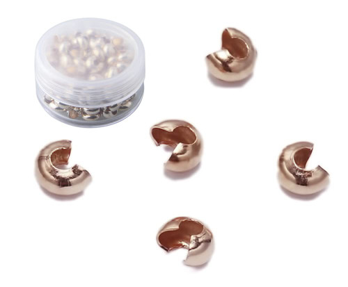 1Box 200pcs 5mm Crimp Beads Covers Half Round Open Crimp Beads Caps for DIY Jewelry Making (Rose Gold)