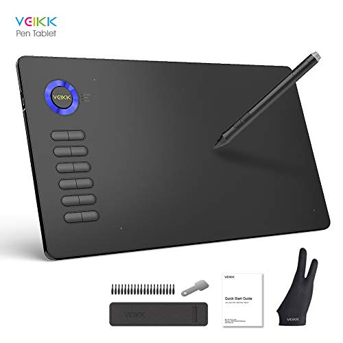 Graphic Drawing Tablet VEIKK A15 10x6 inch Pen Tablet with Battery-Free Passive Stylus and 12 Shortcut Keys