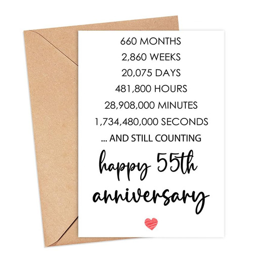 Happy 55th Anniversary Card, Valentines Day Card, 55 Years Together Anniversary, Wedding Anniversary Card Gifts, Idea For Her, Wife, Him, Husband, Boyfriend, Girlfriend Happy 55th Anniversary Card, Valentines Day Card, 55 Years Together Anniversary, Wedding Anniversary Card Gifts, Idea For Her, Wife, Him, Husband, Boyfriend, Girlfriend