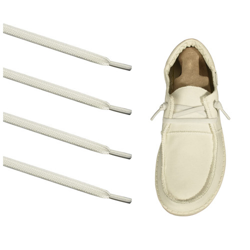 Elastic Shoelace for Hey Dude No Tie,2 Pairs Replacement Shoe Laces for Hey Dudes Flat Shoelaces Replacements (White, 39 CM)